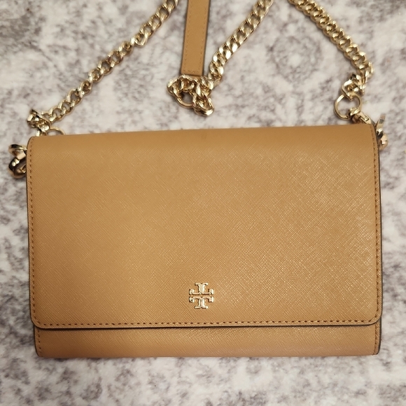 Tory Burch Gold Chain Tan Crossbody Bag - Picture 2 of 11